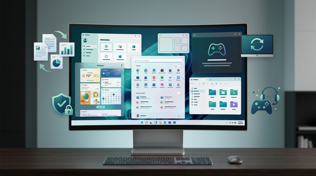 Windows 11 desktop interface and features for beginners
